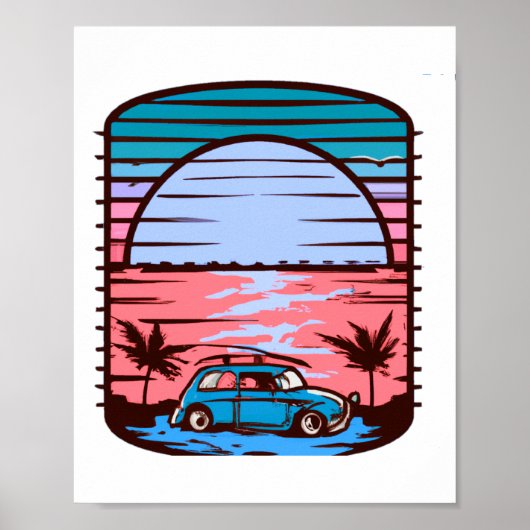 Kar Beach Sunset vector Poster (Voorkant)