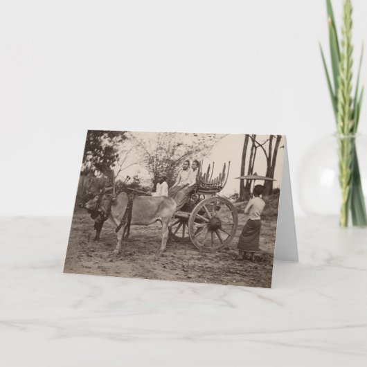 Kar door twee ossen in Mandalay, Birma wordt Kaart (Voorkant)