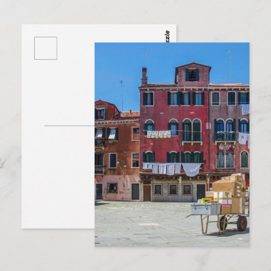 Kar met dozen in Venetië Briefkaart (Voorkant / Achterkant)