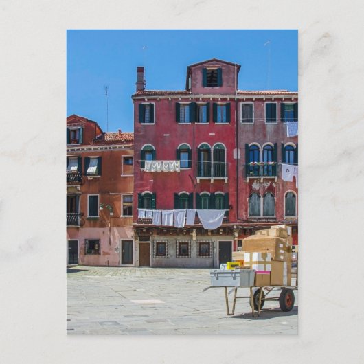 Kar met dozen in Venetië Briefkaart (Voorkant)
