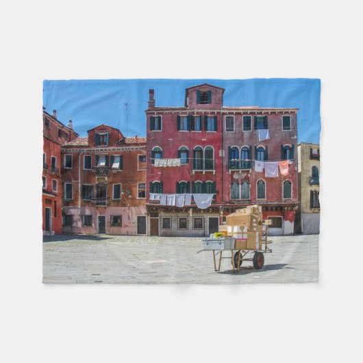 Kar met dozen in Venetië Fleece Deken (Voorkant (Horizontaal))