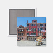 Kar met dozen in Venetië Magneet (Voorkant / Achterkant)