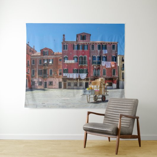 Kar met dozen in Venetië Wandkleed (In Situ (horizontaal))