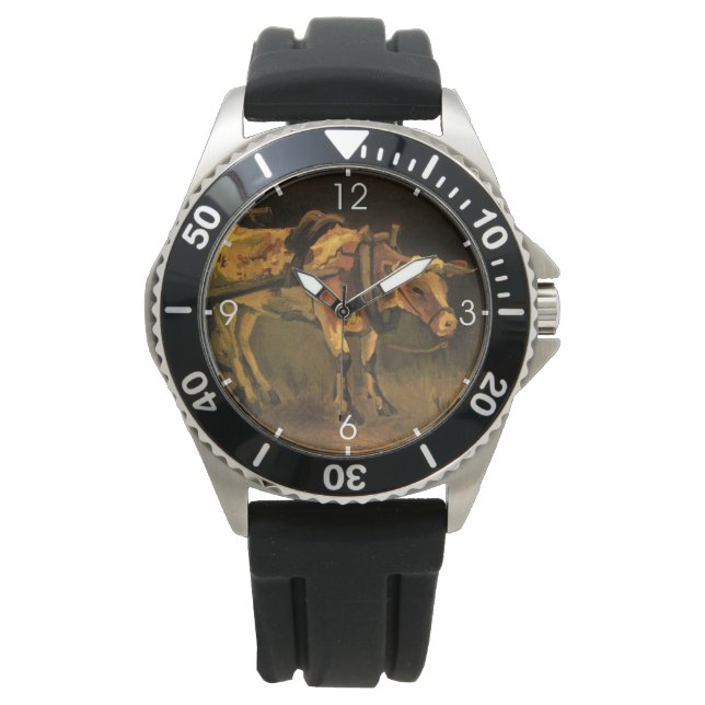 Kar met rode en witte os (Vincent van Gogh) Horloge (Voorkant)