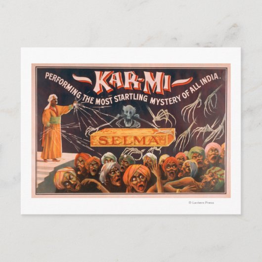 Kar-mi "The most Startling Mystery of All India" Briefkaart (Voorkant)