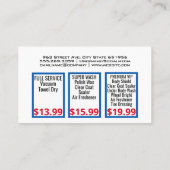 Kar was zeepbellen en waterslang visitekaartje (Achterkant)