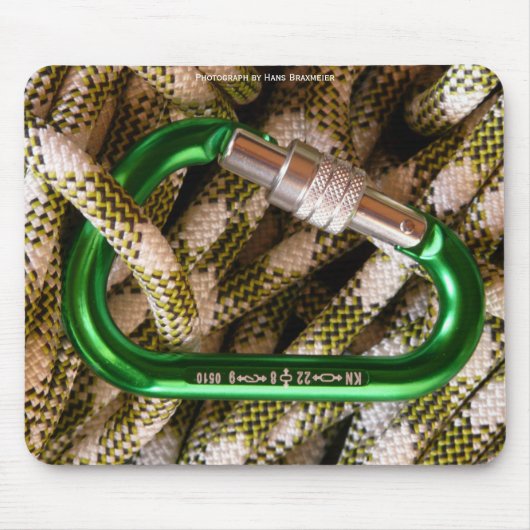 Karabijnhaak en klimtouw Mousepad Muismat (Voorkant)