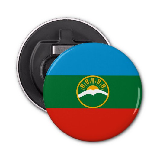 Karachay Cherkessia-vlag Button Flesopener (Voorkant)