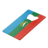 Karachay Cherkessia-vlag Creditkaart Flessenopener (Voorkant Gekanteld)