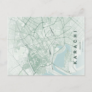 Karachi Pakistan Map Minimal Briefkaart
