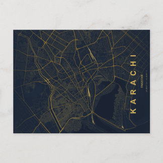 Karachi Pakistan Map Minimal Briefkaart