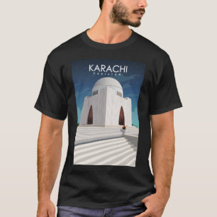 Karachi Pakistan Minimal Retro Travel Post T-shirt