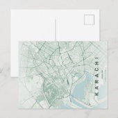 Karachi Pakistan Minimap Briefkaart (Voorkant / Achterkant)