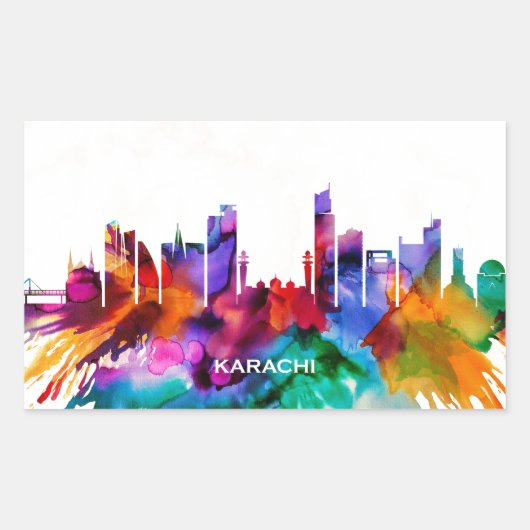Karachi Pakistan Rechthoekige Sticker (Voorkant)