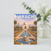 Karachi Pakistan Reizen Briefkaart (Staand voorkant)