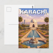 Karachi Pakistan Reizen Briefkaart (Voorkant / Achterkant)