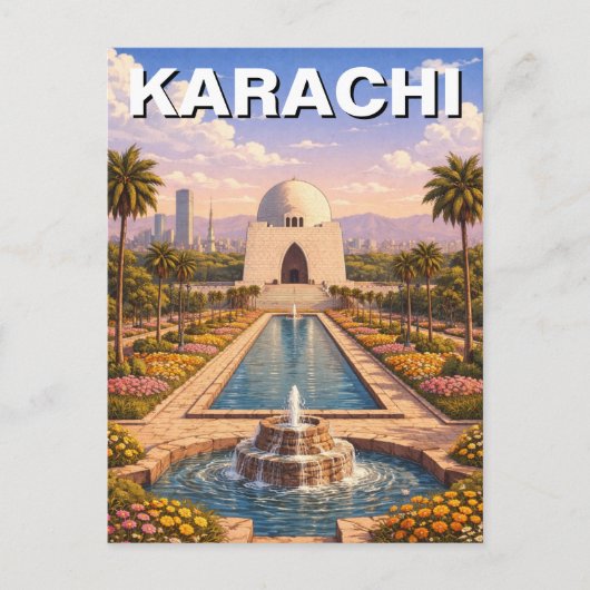 Karachi Pakistan Reizen Briefkaart (Voorkant)