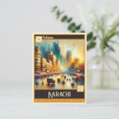 Karachi, Pakistan |  schilderij Briefkaart (Staand voorkant)
