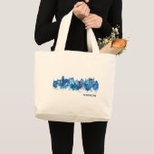 Karachi Pakistan Skyline Blue Grote Tote Bag (Voorkant (product))