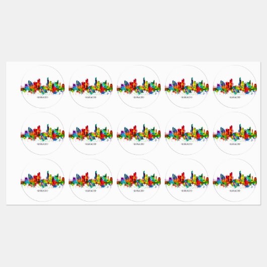Karachi Pakistan Skyline Labels (Vel)