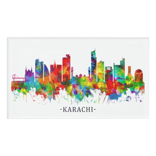Karachi Pakistan Skyline Naambadge (Voorkant)