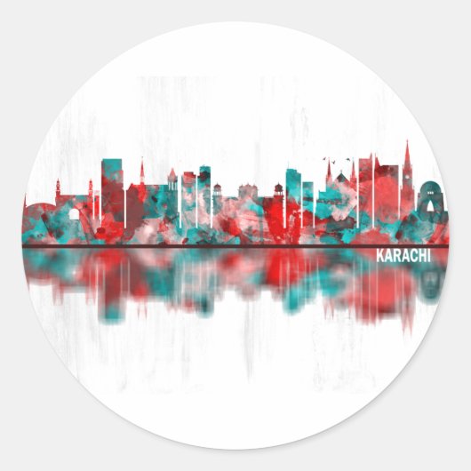 Karachi Pakistan Skyline Ronde Sticker (Voorkant)