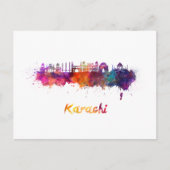 Karachi skyline in waterverf briefkaart (Voorkant)