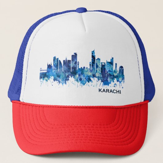 Karachi Skyline Pakistan Blue Trucker Pet (Voorkant)