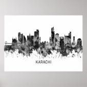 Karachi Skyline Pakistan BW Poster (Voorkant)