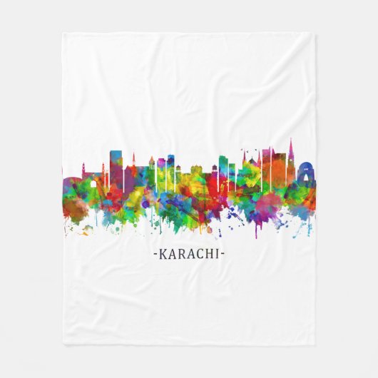 Karachi Skyline Pakistan Fleece Deken (Voorkant)