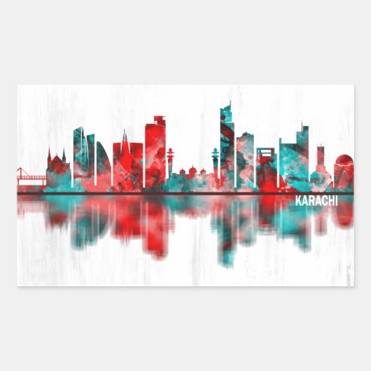 Karachi Skyline Pakistan Rechthoekige Sticker (Voorkant)