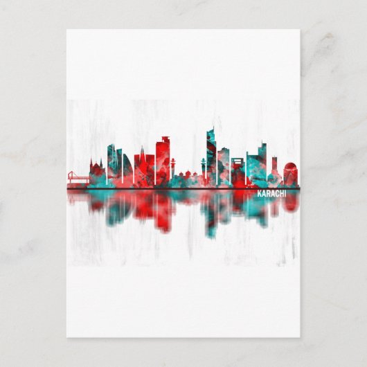 Karachi Skyline Pakistan Uitnodiging Briefkaart (Voorkant)