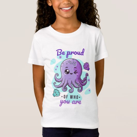 Karakter Dier Octopus Kawaii Zee Motivatie T-shirt (Voorkant)
