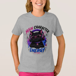 Karakter Energie Zwarte Kat Muziek Liefhebber Horl T-shirt