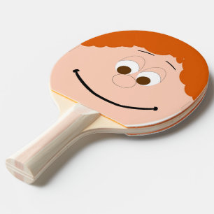 Karakter glimlachend gezicht (rood haar) tafeltennisbatje
