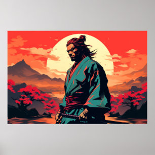 Karakter Japan Warrior Samurai Portret Poster
