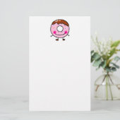 Karakter Kunst van Lachende Donut met Strooisel Briefpapier (Staand voorkant)