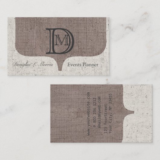 Karakter Linen Charming Elegant Thread Monogram Visitekaartje (Voorkant / Achterkant)