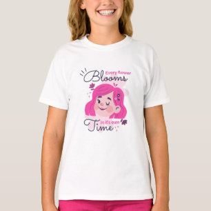 Karakter Meisje Bloem Motivatie T-shirt