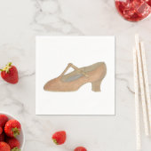 Karakter Tan T-Strap Dance Shoe Verjaardagsfeest Servet (Insitu)