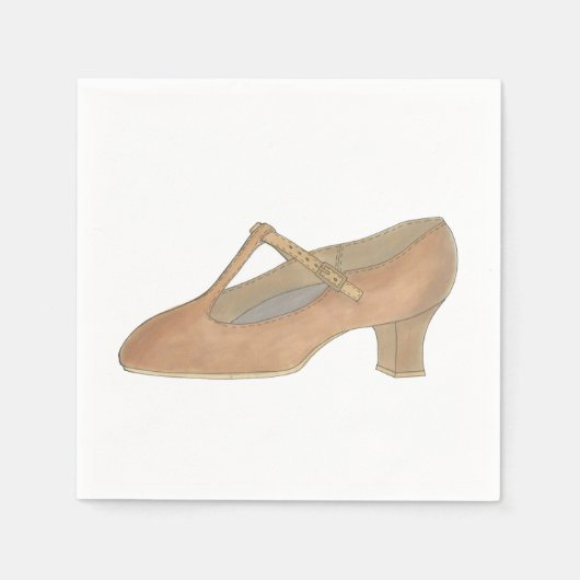 Karakter Tan T-Strap Dance Shoe Verjaardagsfeest Servet (Voorkant)