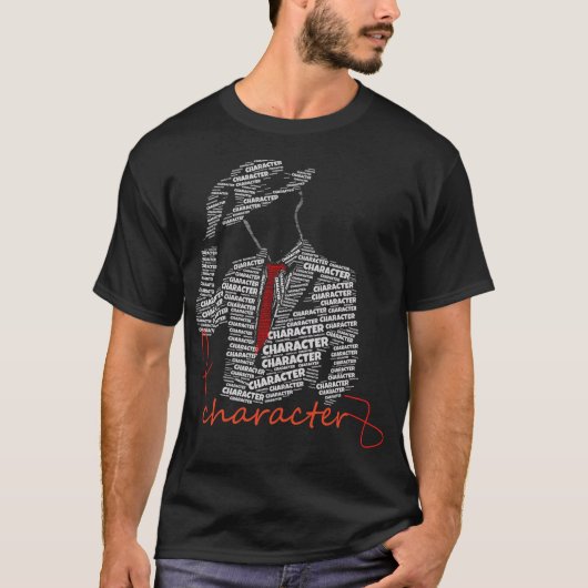 Karakter Typografie Shirt | Silhouet van een heer  (Voorkant)