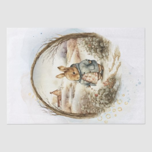 Karakter van het Floral Countryside Rabbit Tissuepapier (Voorkant)