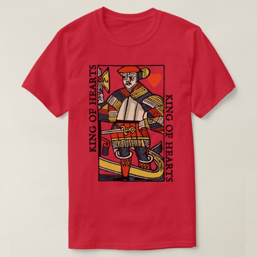 Karakter van het spelen van de koning van harten t-shirt (Design voorkant)