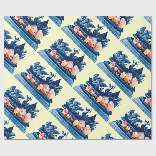 KARAKTER VAN ZWANEN EN BLAUWE BLAUWE BLAUW BEDING CADEAUPAPIER (Vlak)