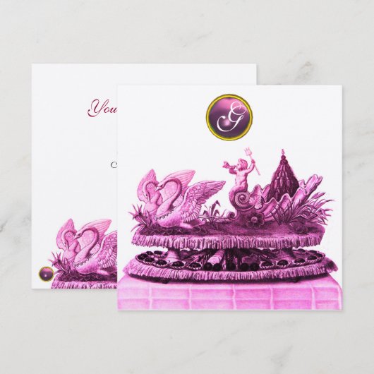 KARAKTER VAN ZWANEN MET KAPITEIN GOUD NAAR WEDING KAART (Voorkant / Achterkant)