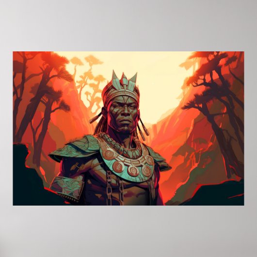 Karakter Warrior Afrikaans portret Poster (Voorkant)