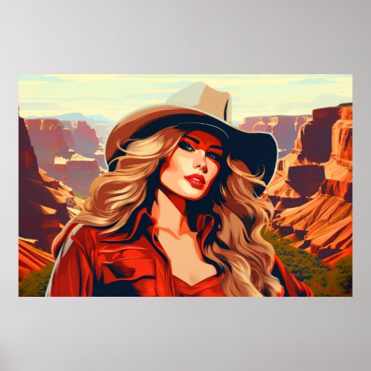 Karakter Western Vrouw Portrait Mountain Poster (Voorkant)