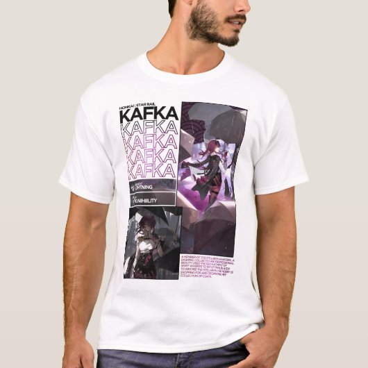 Karakterinformatie Kafka - Honkai Star Rail T-shirt (Voorkant)