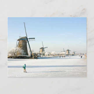 Karakteristiek nederlandse schaatsen bij Kinderdij Briefkaart